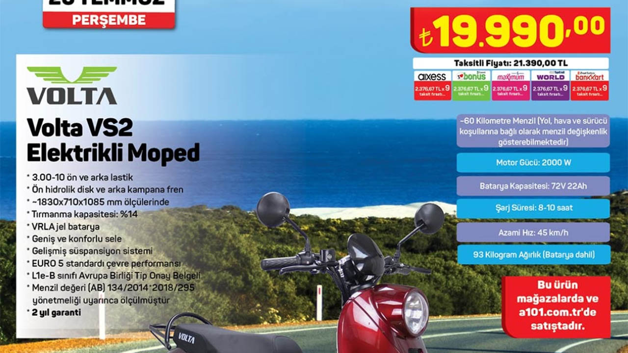 Volta VS2 elektrikli moped için indirim fırsatı LOG