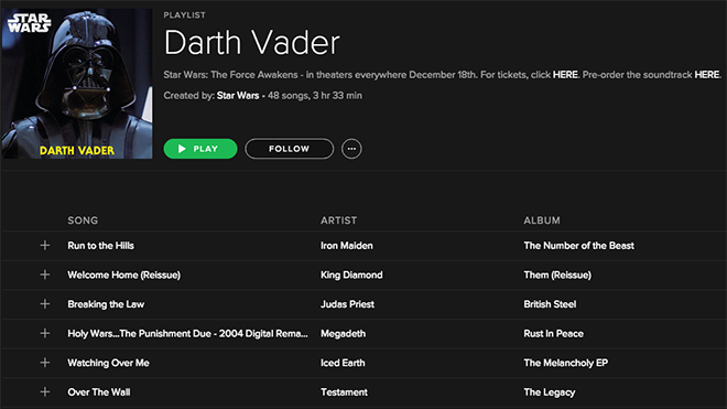 star wars, spotify