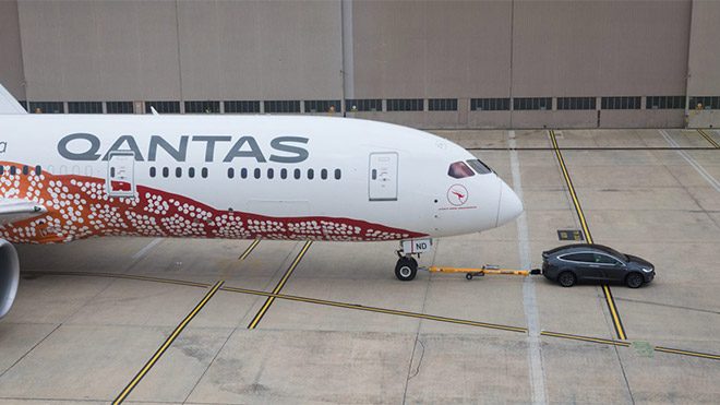 Tesla Model X Qantas Boeing 787-9 Dreamliner