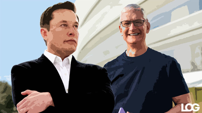 Elon Musk Tim Cook Twitter Apple LOG Görsel