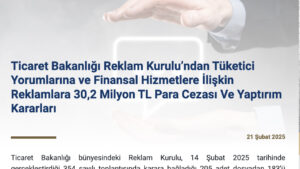 Ticaret Bakanlığı Reklam Kurulu, tüketici yorumlarına yönelik bir karar açıkladı